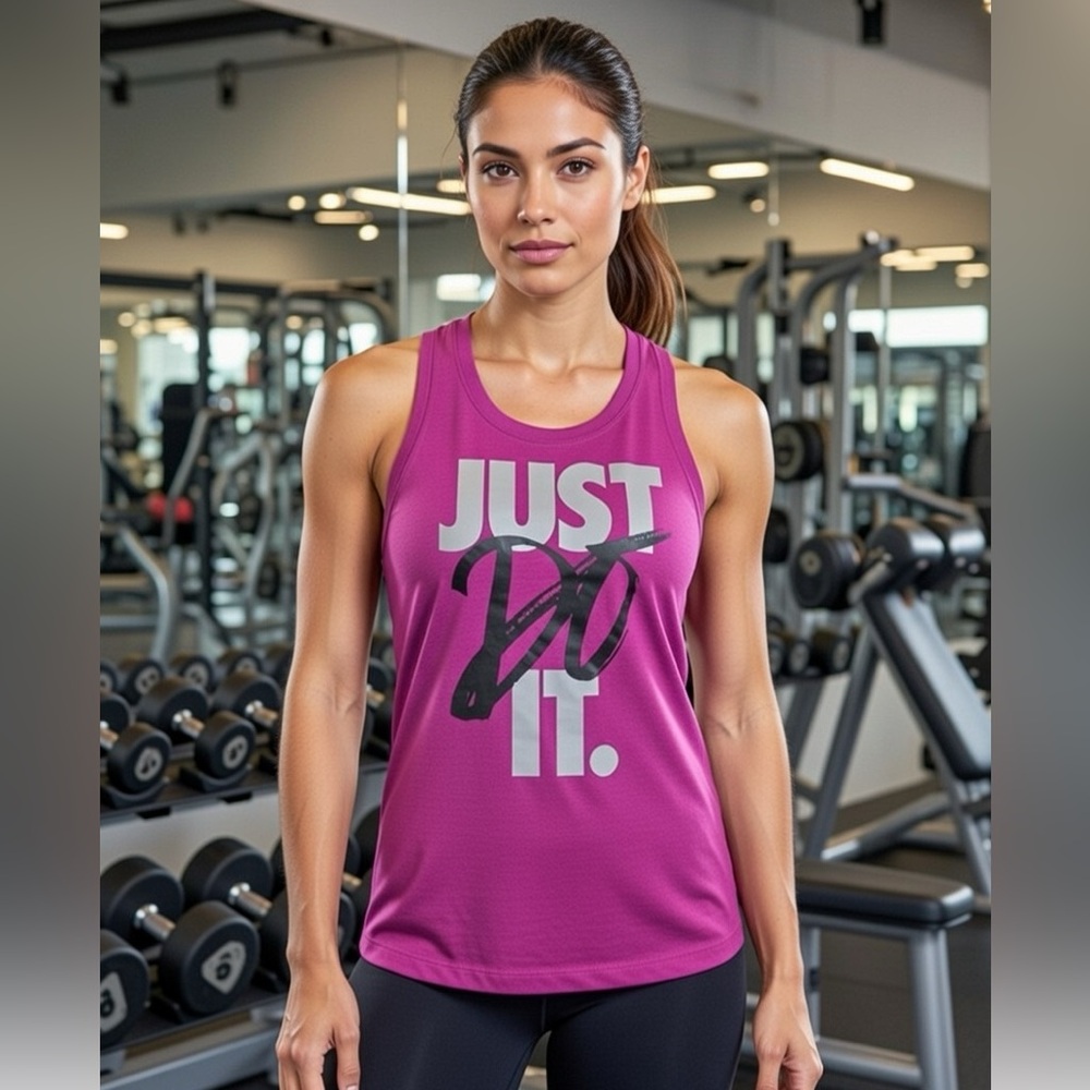 Nike Women's Magenta Pink Dri-FIT Tank Top Just Do It